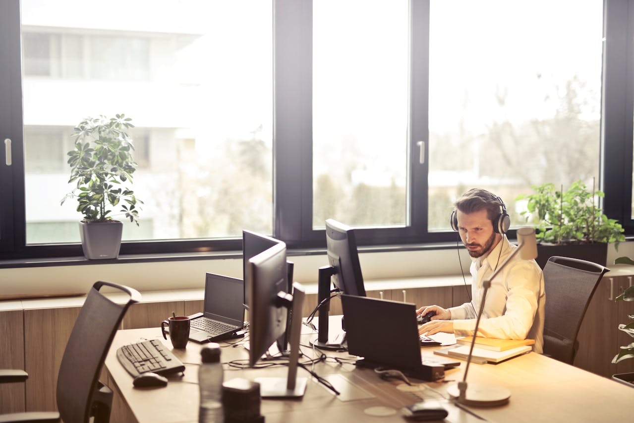 Man using computer in office